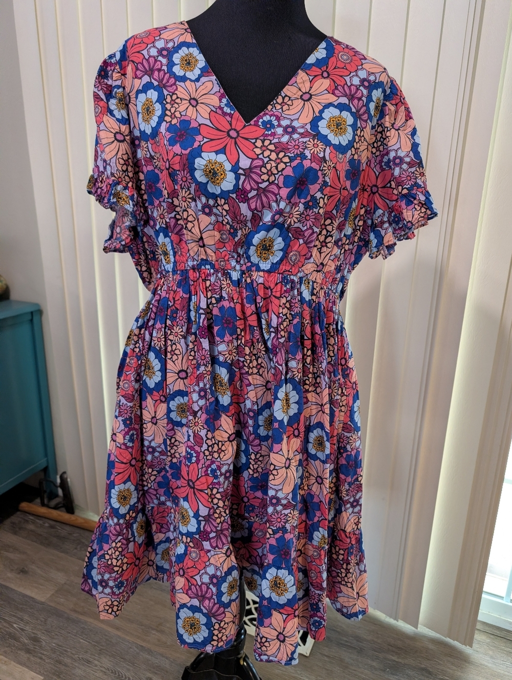 Terra & Sky Floral Summer Dress